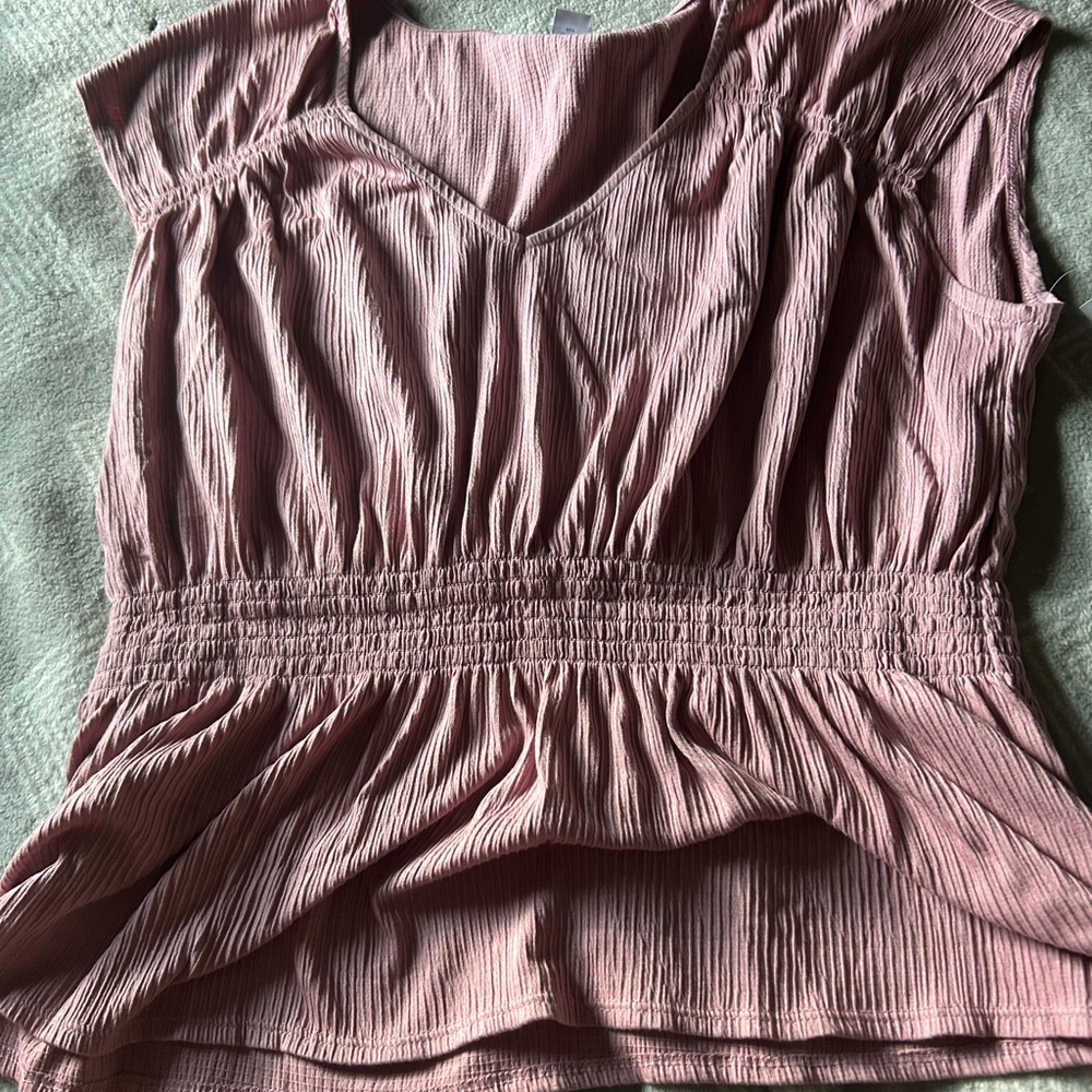 Old Navy Pink Smocked Cap Sleeve Blouse